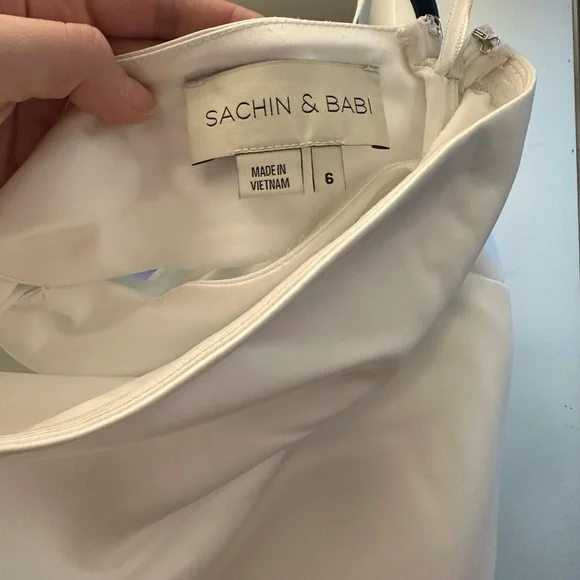 Sachin + Babi White Satin Midi Dress, Size 6 - Picture 5 of 5